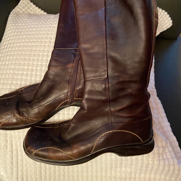 High leather brown cognac winter insulated boots size 36 6 - Picture 1 of 8